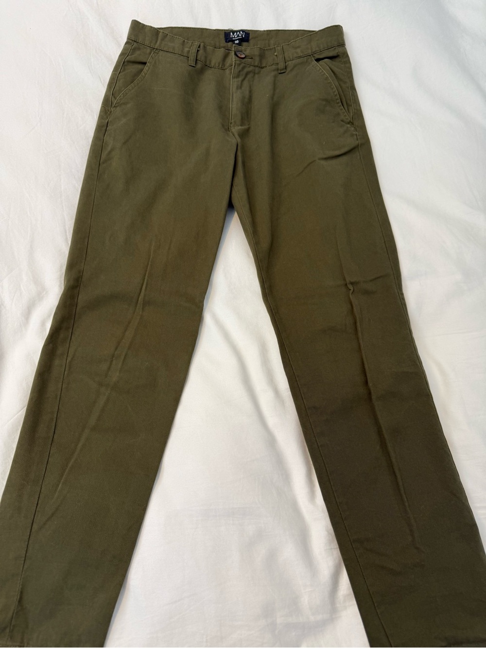 Boohoo Olive Chino Pants for Men